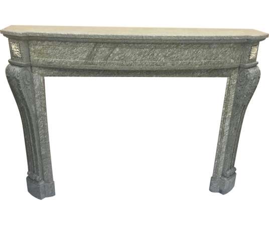 Antique Louis XVI style fireplace dating from the end of the 19th century in Vert D'estour marble...