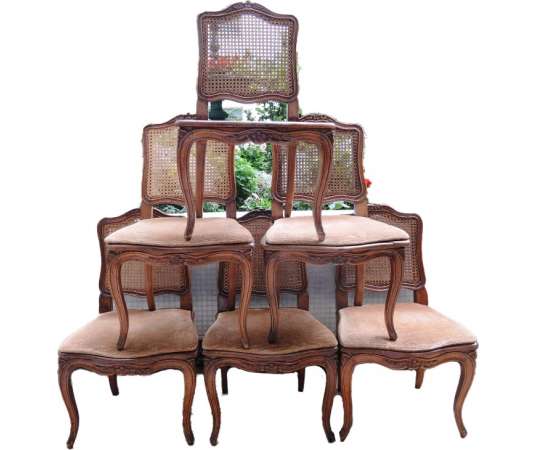 Series Of 6 Cane Chairs. Louis XV Period