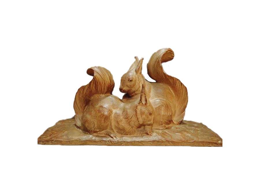 Paulin. Two squirrels in terra cotta.