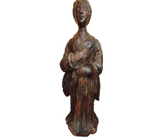 sculpture on wood, probably Sainte Elisabeth, pelgrim. XVIIth