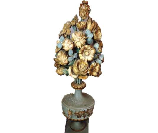 Bouquet De Fleurs En Bois Sculpté. Epoque Louis XVI