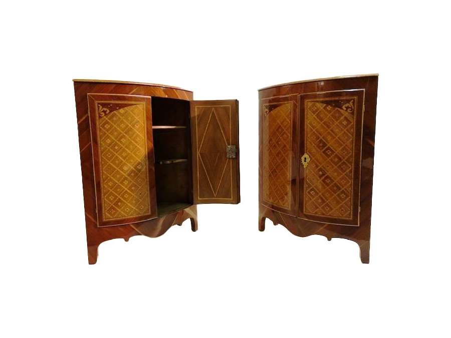 Pair Of Marquetry Chests Of Drawers. Period XIXth Century