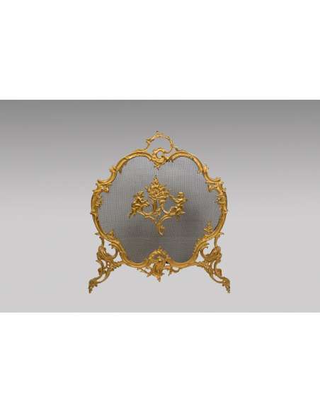 Richly Decorated Bronze Fireplace Screen - andirons, fireplace accessories-Bozaart