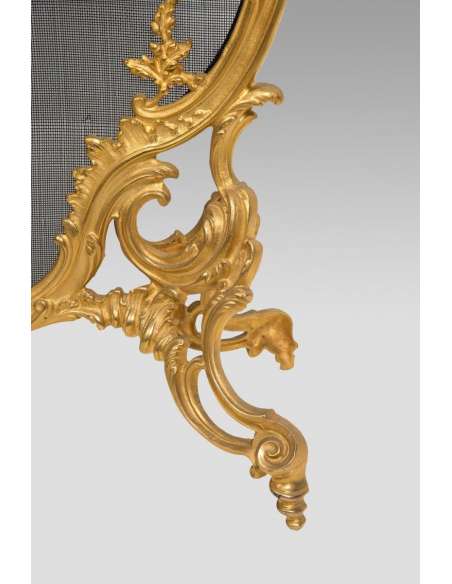 Richly Decorated Bronze Fireplace Screen - andirons, fireplace accessories-Bozaart
