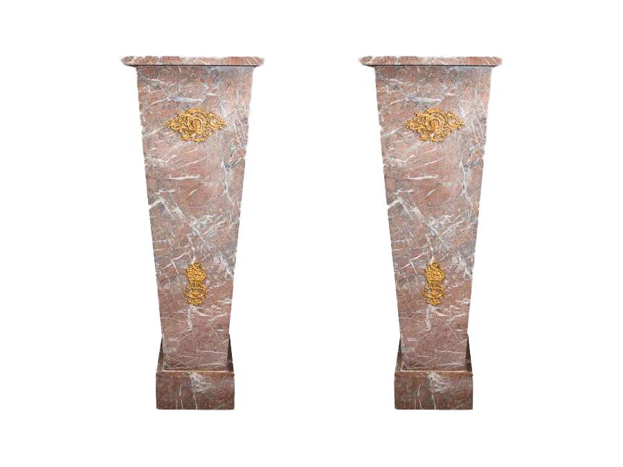Sheaths in decorative red marble+ 20th century Louis XVI style