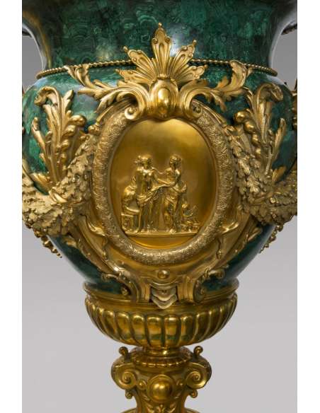 Paire de vases medicis en malachite - Style Louis XVI - Objets d'art-Bozaart