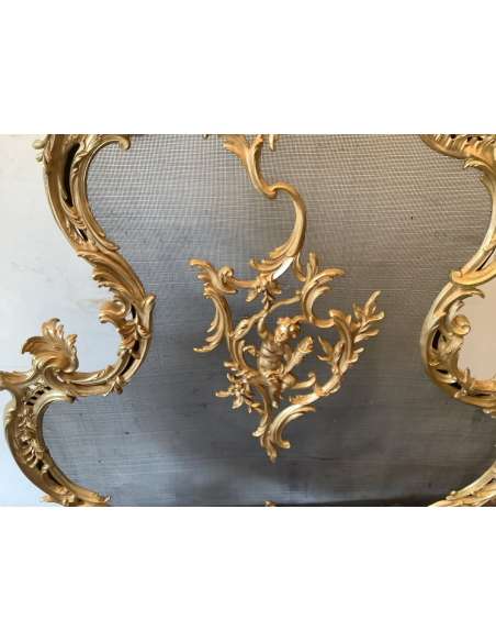 Pare Feu Bronze Doré Style Louis XV - chenets, accessoires de cheminée-Bozaart