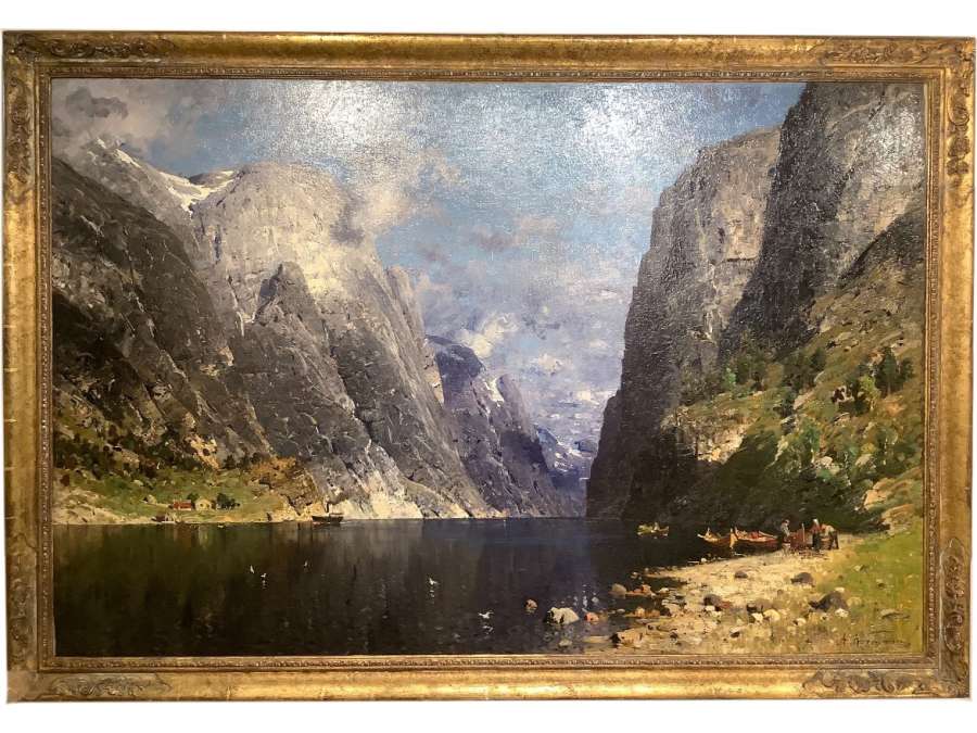 Adelsteen Normann: +Oil on canvas from the 19th century.